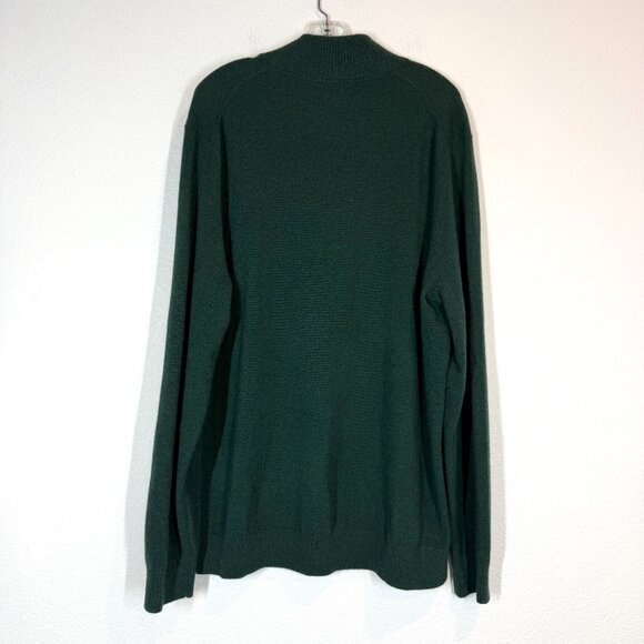 Lands End Cashmere Sweater Forest Green Quarter Zip XL Tall Long Holiday - Picture 3 of 11